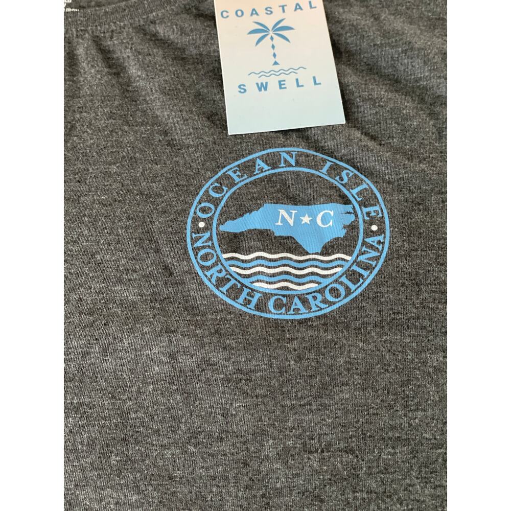 Coastal Swell Ocean Isle Logo Lightweight Cotton Blend Shirt Size XL Gray - Picture 2 of 7